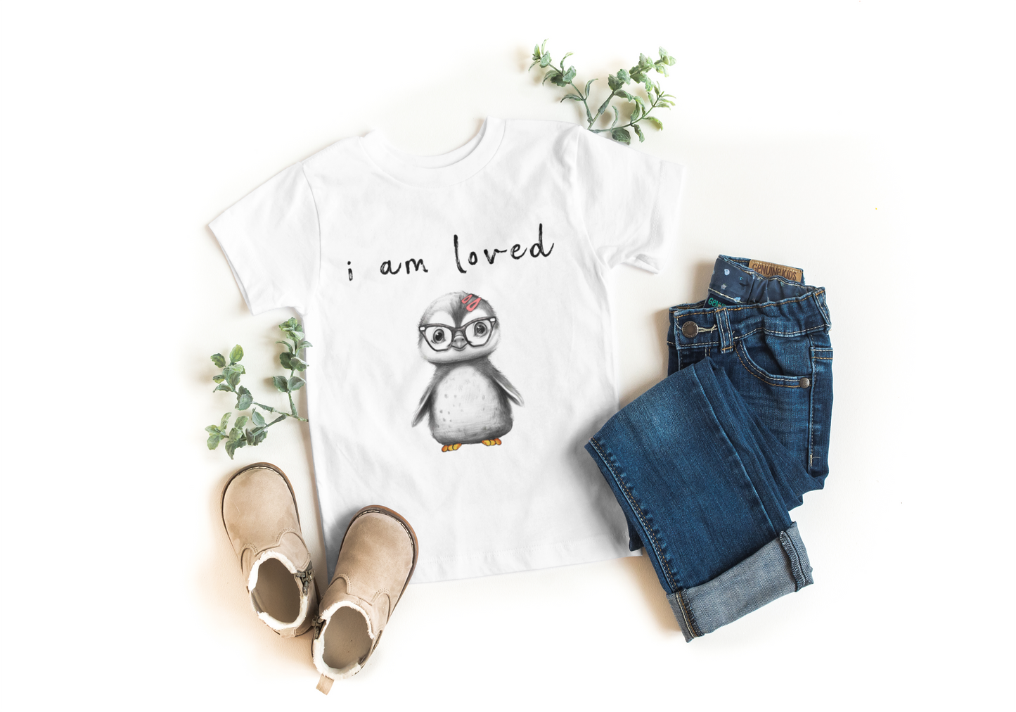Penny “I Am Loved” Organic Kids T-Shirt | Positive Affirmation Tee | Confidence Clothing for Toddlers & Children (2–12 Years)